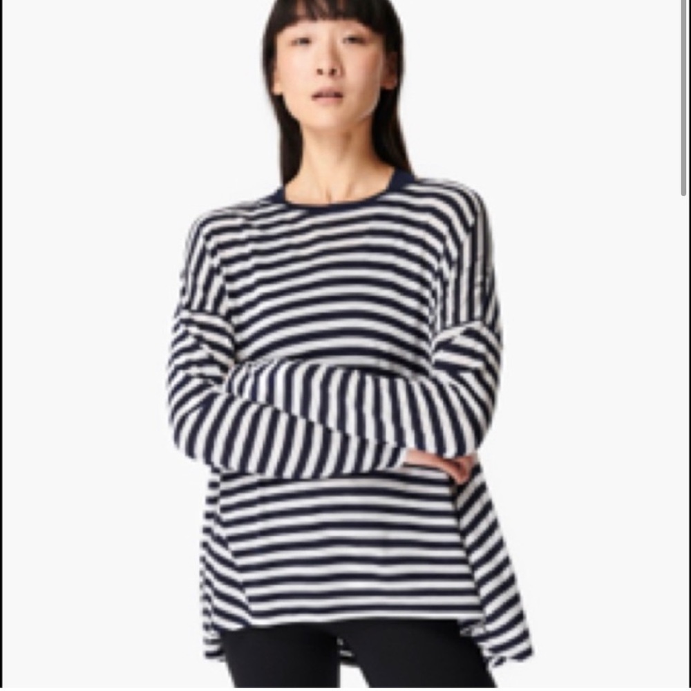 Sweaty Betty Easy Peazy Lightweight Striped Top Size Small
